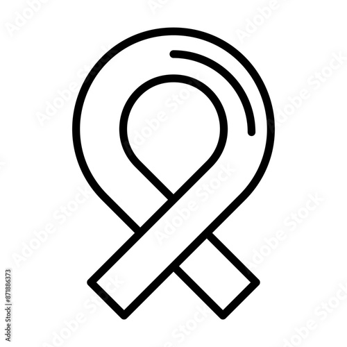 Awareness ribbon linear logo mark in black and white