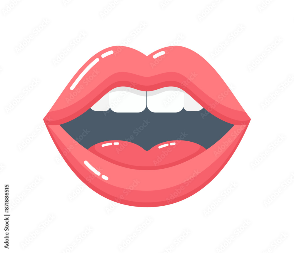 Open speaking or singing mouth isolated on white background, front view. Flat vector illustration Open speaking or singing mouth isolated on white background, front view. Flat vector illustration