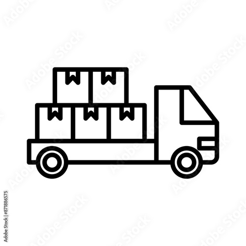 delivery truck linear logo mark in black and white