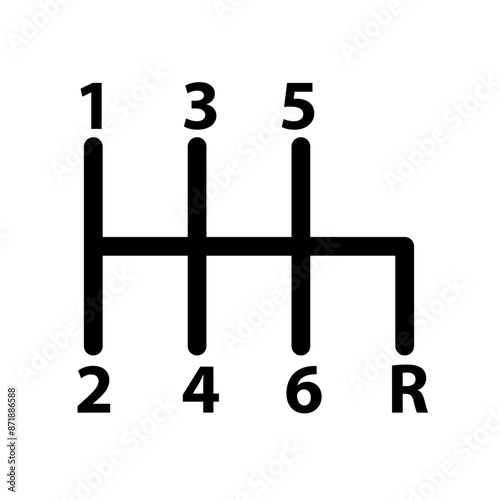 car manual shift lever linear logo mark in black and white