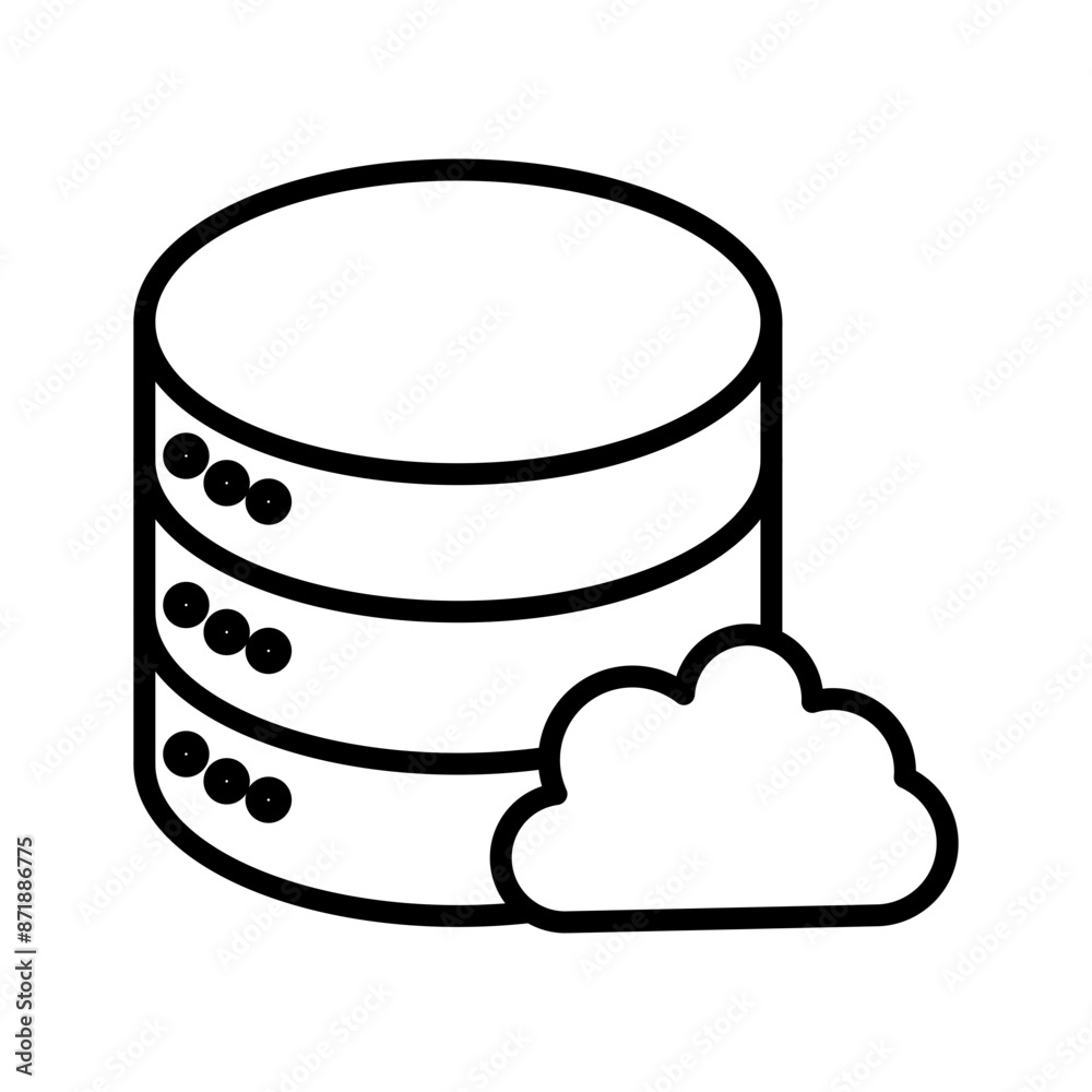 Cloud database linear logo mark in black and white Cloud database linear logo mark in black and white