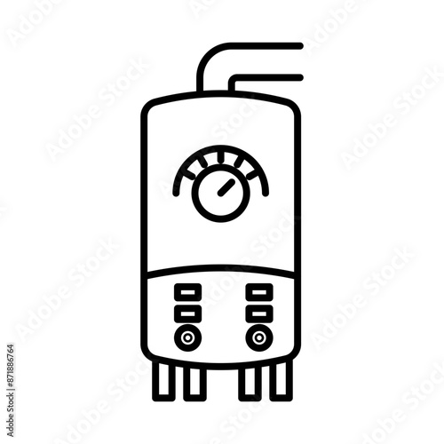Electric heating boiler linear logo mark in black and white