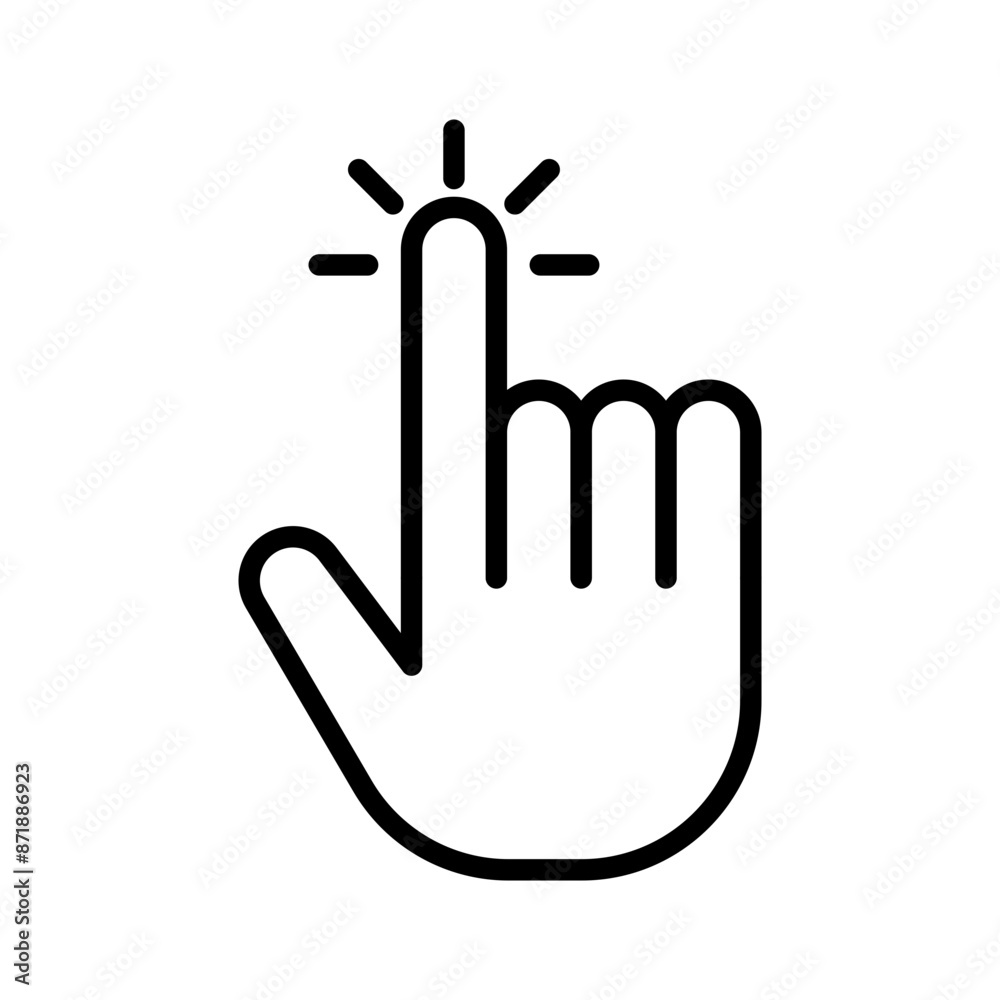 Hand clicking linear logo mark in black and white Hand clicking linear logo mark in black and white