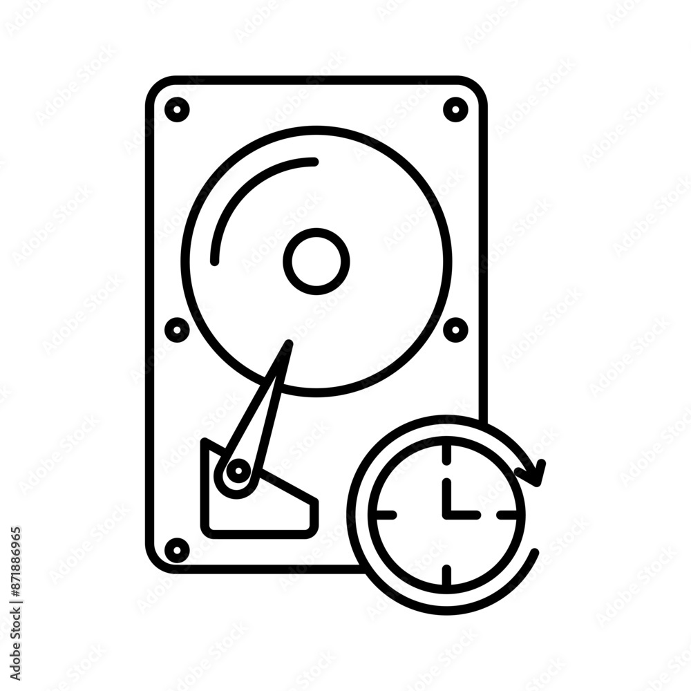 Hard disk drive linear logo mark in black and white Hard disk drive linear logo mark in black and white