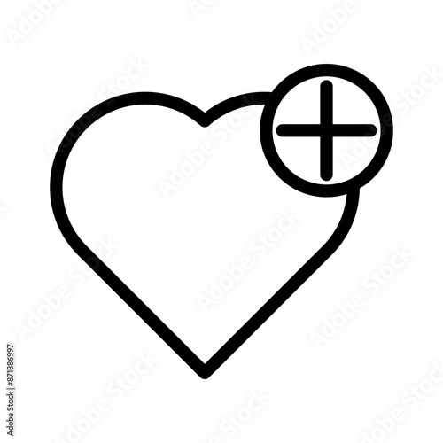 Heart plus linear logo mark in black and white
