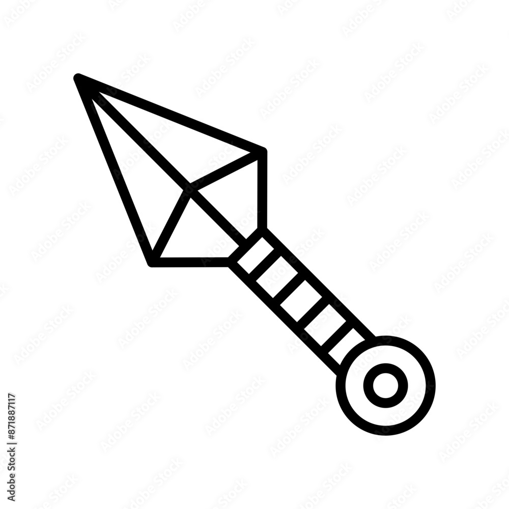 Kunai throwing knife linear logo mark in black and white Kunai throwing knife linear logo mark in black and white
