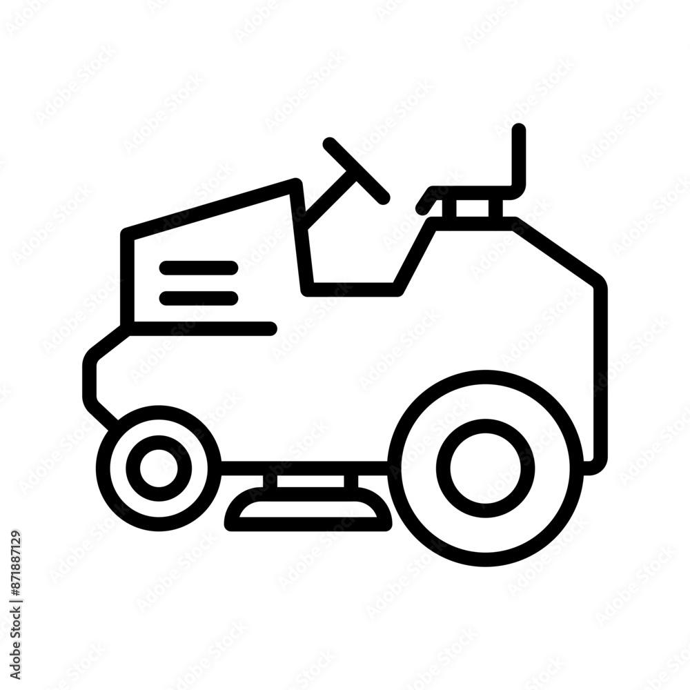 Lawn mower linear logo mark in black and white Lawn mower linear logo mark in black and white