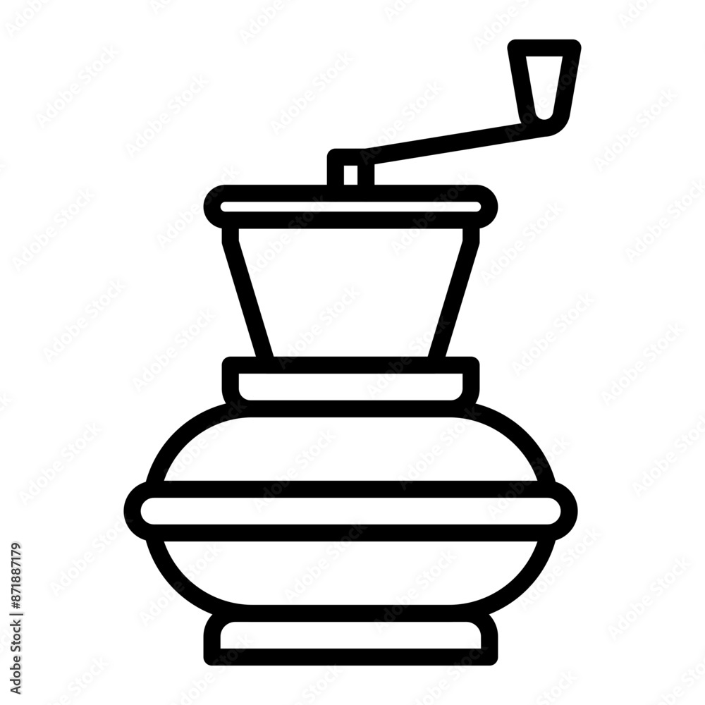 Manual coffee grinder linear logo mark in black and white Manual coffee grinder linear logo mark in black and white