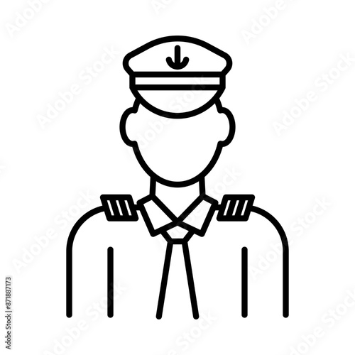 Male chief officer linear logo mark in black and white