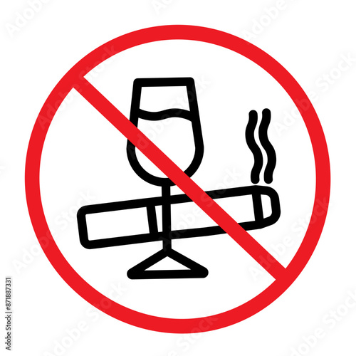 No alcohol and cigarettes linear logo mark in black and white
