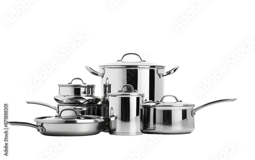 Chef's assortment of professional pots and pans photo