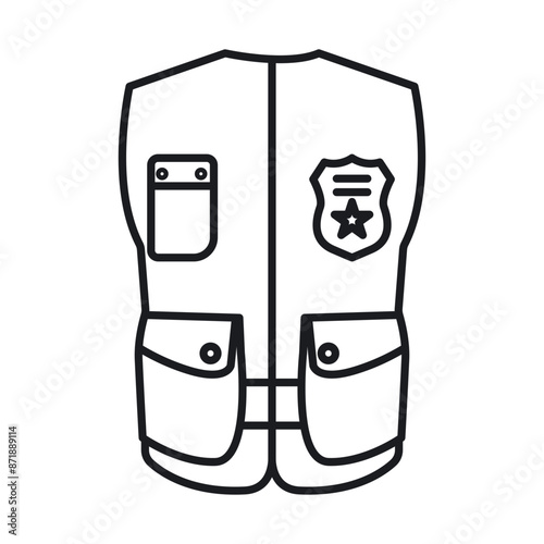 Reflective Police Vest linear logo mark in black and white