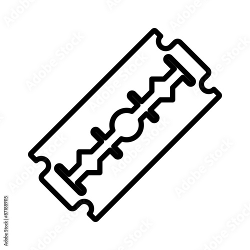 Razor blade linear logo mark in black and white