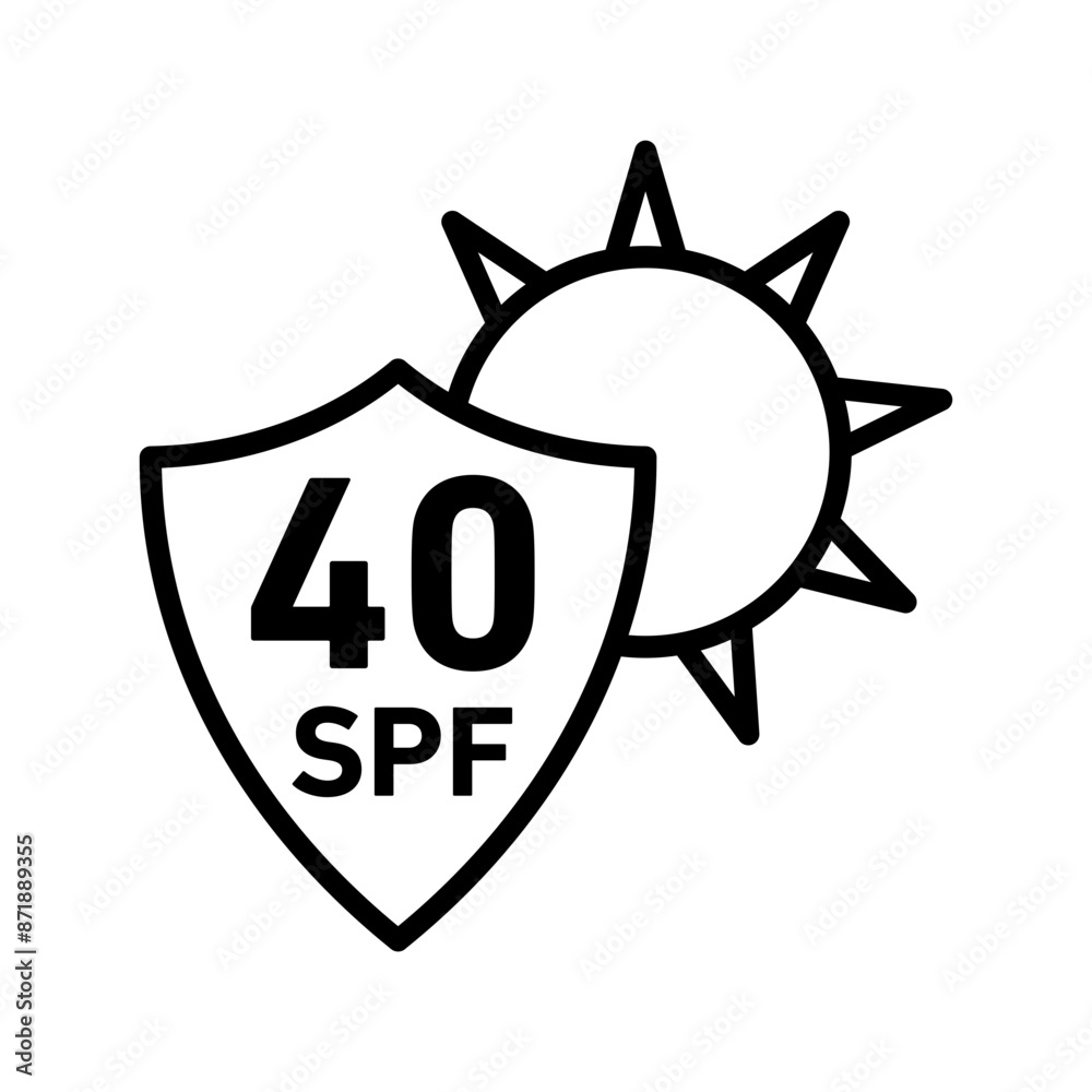 Fototapeta premium Sun protection factor 40 linear logo mark in black and white