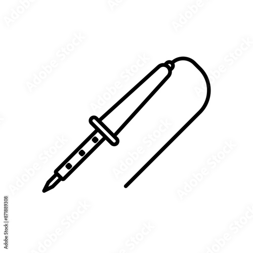 Soldering iron linear logo mark in black and white