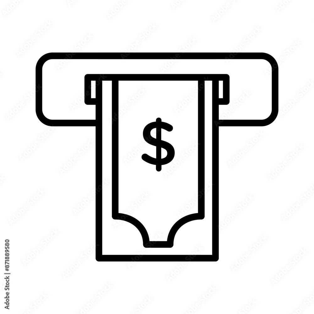 Withdraw Money in ATM logo sign vector outline Withdraw Money in ATM logo sign vector outline