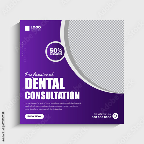 Dentist and dental care social media Instagram post or web banner template