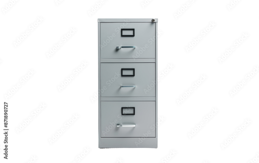 Metal file cabinet with locks isolated on transparent background