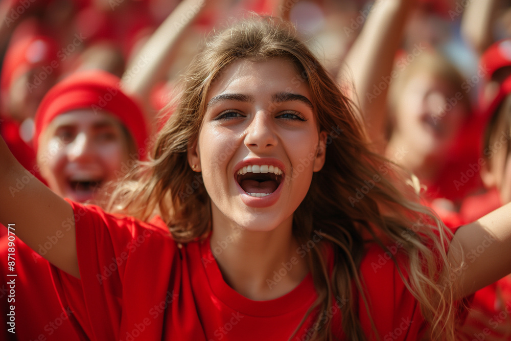 custom made wallpaper toronto digitalYoung woman fan watching her favorite team play,sport fan