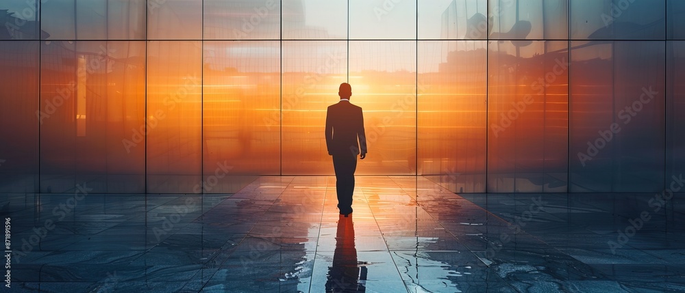 personal development concept with businessman back view walking personal development concept with businessman back view walking