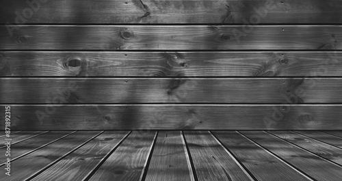 Empty wooden stage in gray,...