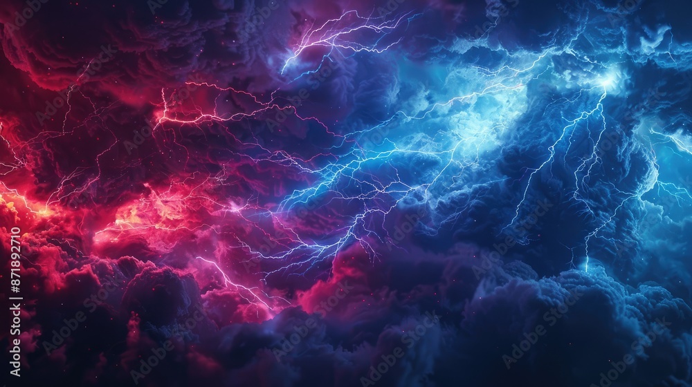 Lightning bolts streaking across the stormy sky, weather background Lightning bolts streaking across the stormy sky, weather background