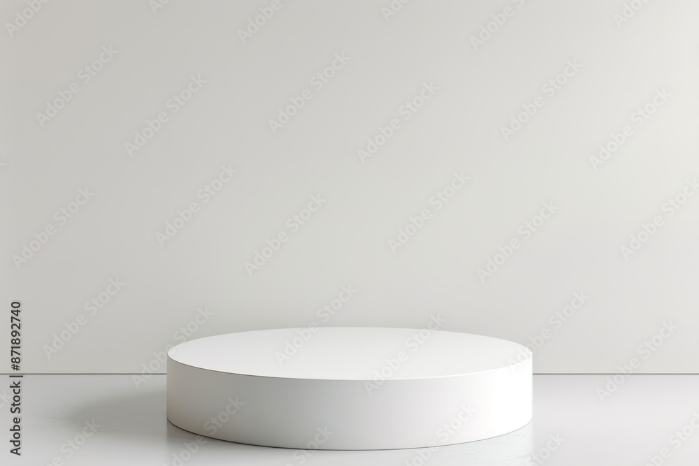Empty podium or pedestal display on white background with cylinder stand concept. Blank product shelf standing backdrop. 3D rendering model Empty podium or pedestal display on white background with cylinder stand concept. Blank product shelf standing backdrop. 3D rendering model