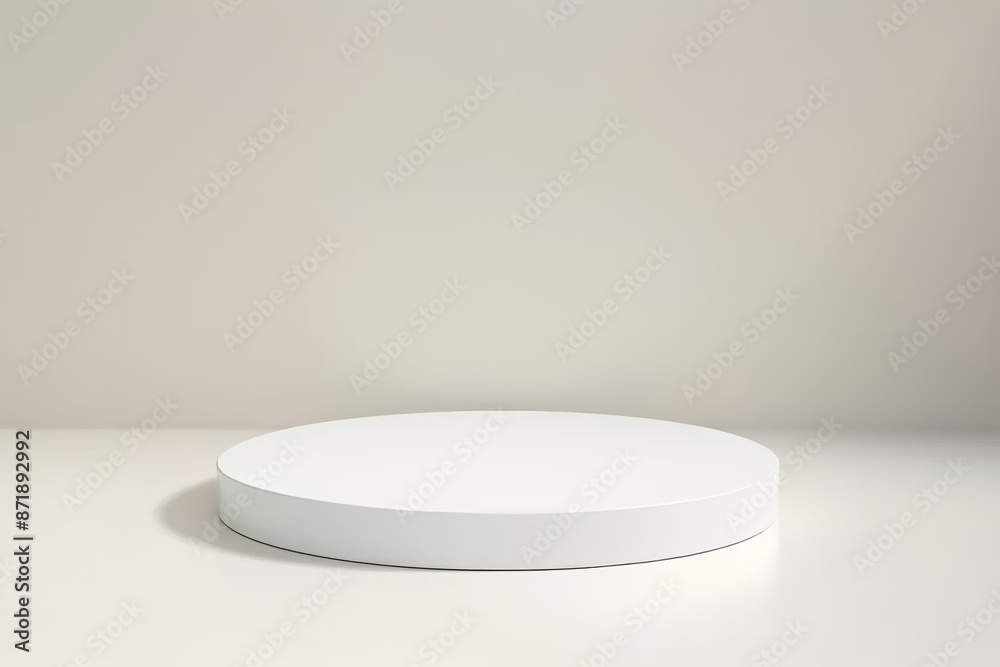 Empty podium or pedestal display on white background with cylinder stand concept. Blank product shelf standing backdrop. 3D rendering model Empty podium or pedestal display on white background with cylinder stand concept. Blank product shelf standing backdrop. 3D rendering model