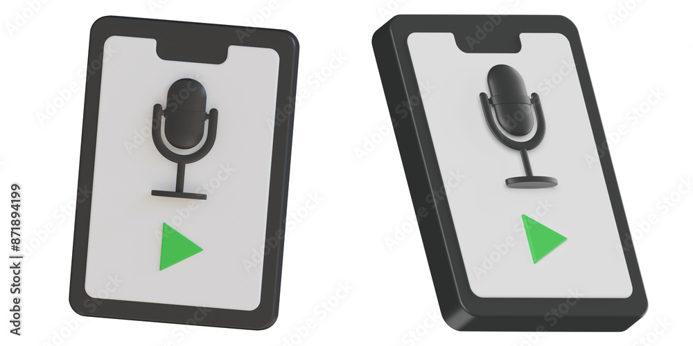3d icon of smartphone radio, radio 3d set, transparent background 3d icon of smartphone radio, radio 3d set, transparent background