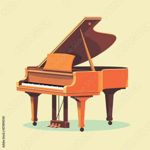 Vector illustration of a grand piano in cartoon style