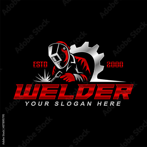 welding welder service logo emblem badge illustration vector design