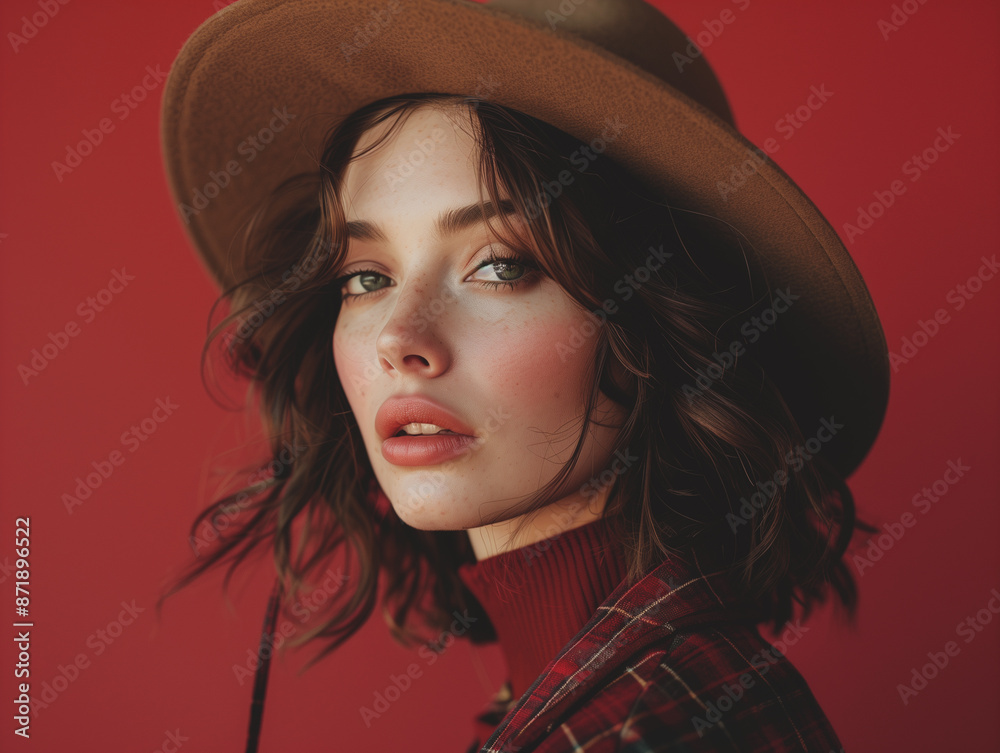 Portrait of beautiful woman in hat Portrait of beautiful woman in hat