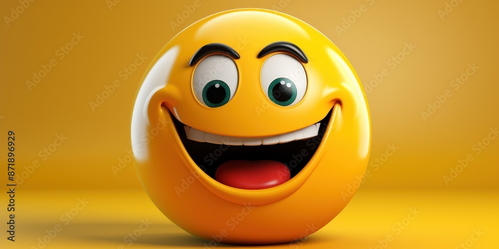 Fototapeta premium Happy Emoji: A 3D Rendered Smiley Face with Cheerful Expression