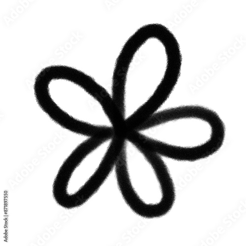 Rough textured flower line art illustration, black doodle clip art element