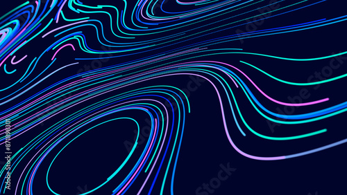Modern texture of slim lines. The futuristic abstract structure or traffic lights. Digital effect of data collection background. 3D rendering.