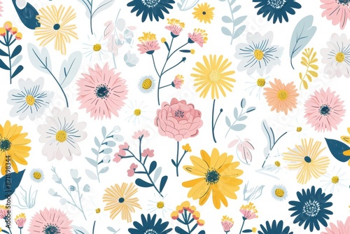 seamless watercolor floral pattern of orange and yellow flowers on a soft light background