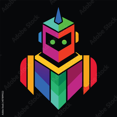 Cartoon hero robot in galaxy on striped background illustration vector, T-shirt design for kids. Ai generate 