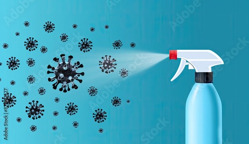 Disinfectant Spray Eliminating Virus Particles photo