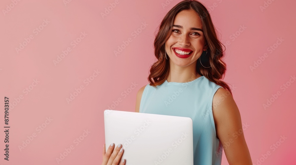 The woman with a laptop. The woman with a laptop.