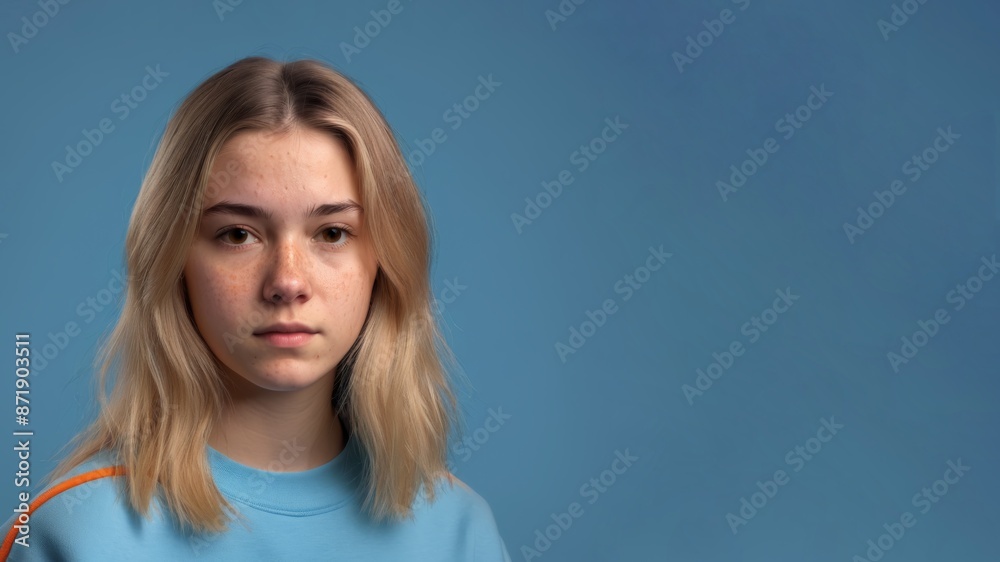 Portrait of a sad young blonde woman with acne Portrait of a sad young blonde woman with acne