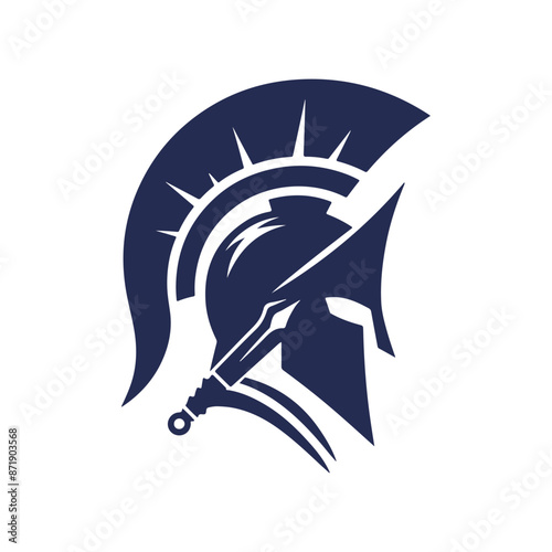 Spartan helmet silhouette Clip art isolated vector illustration on a white background