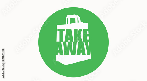 Green Take Away Icon. Vector isolated take away sign on a white background