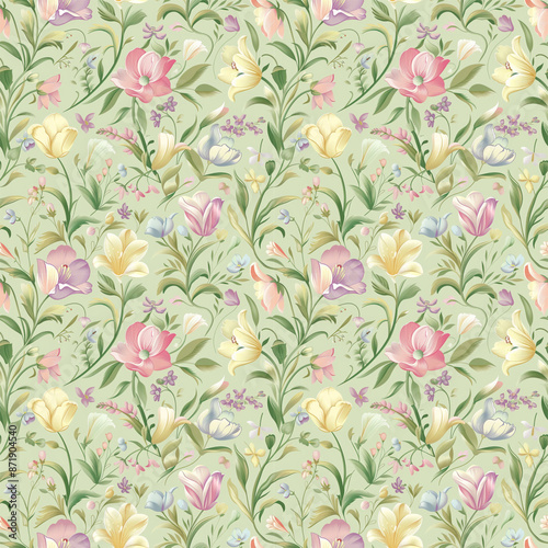 Wallpaper Mural Floral variety color, form nature, seamless fabric pattern. Torontodigital.ca