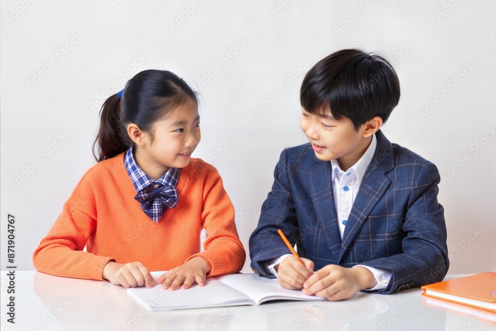 Two Asian Duo Students Discussing Math Problem at Desk
Two Asian Duo Students Discussing Math Problem at Desk
