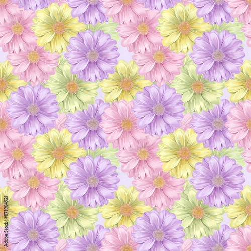 Wallpaper Mural Floral variety color, form nature, seamless fabric pattern. Torontodigital.ca