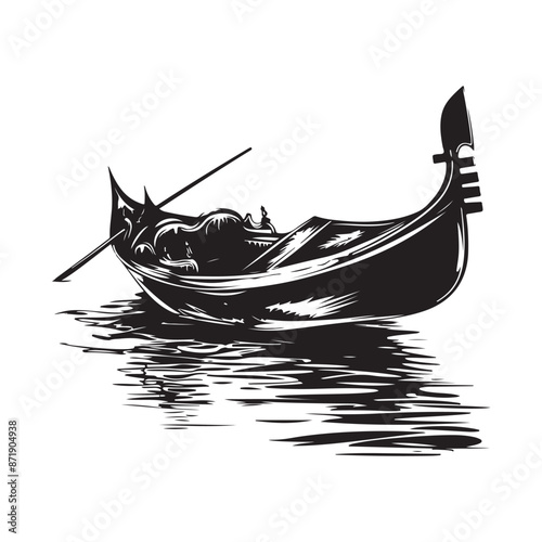 Gondola Image Vector. Gondola silhouette Vector isolated on white