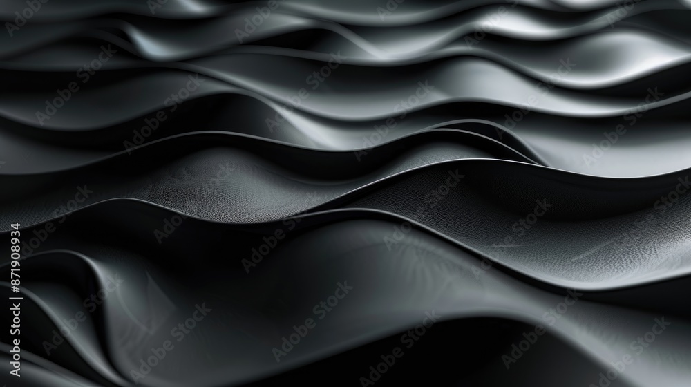 Obraz premium Abstract Black 3D Wavy Shapes Background Design