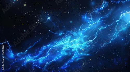 Abstract Blue Energy Wave in Deep Space - Cosmic Light Flow for Digital Art, Background, and Design