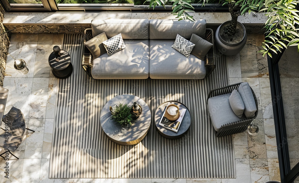 Luxury living room interior with furniture and plants. Luxury living room interior with furniture and plants.