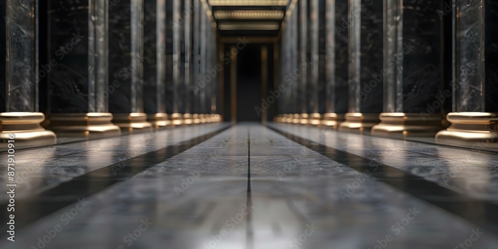 Ancient Egyptian royal palace interior with black and gold marble luxury. Concept Ancient Egyptian royals, black and gold marble luxury, palace interior design